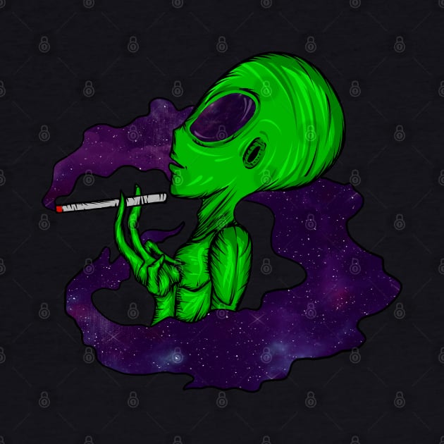 smoking alien by Amartwork